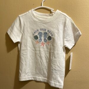 Janie and Jack White Shirt with Sea Life Design